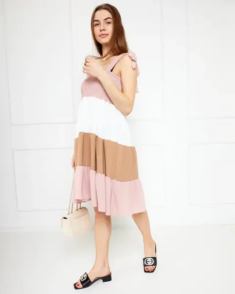 Resti Pink women's dress with tied straps - Clothing