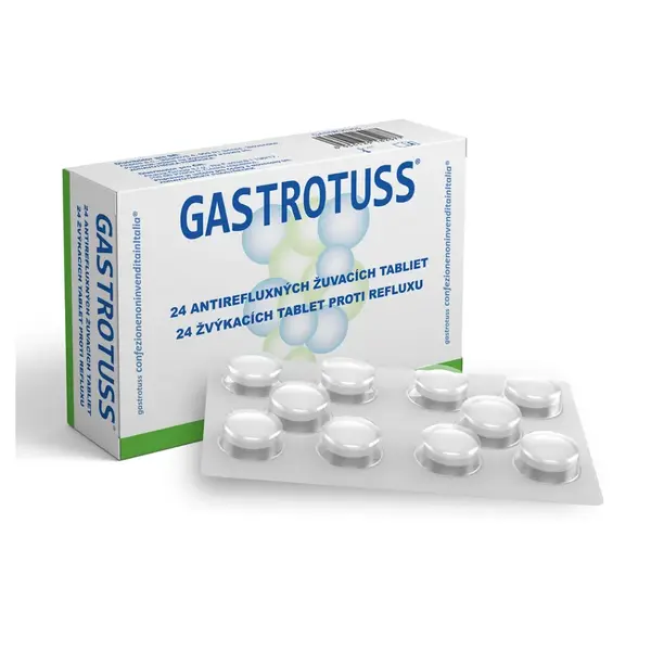 GASTROTUSS Žuvacie tablety proti refluxu 24 kusov
