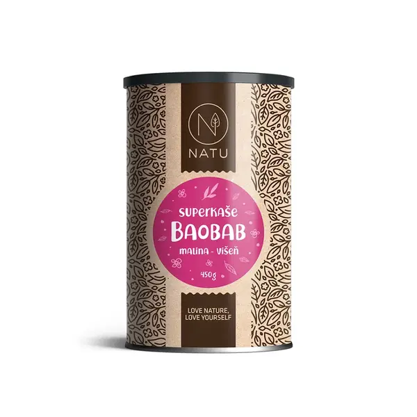 NATU Superkaša Baobab s malinami a višňami 450 g