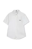 Dětská bavlněná košile BOSS bílá barva, J52273