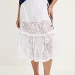 Sukně adidas Originals Skirt bílá barva, midi, áčková, KD2288