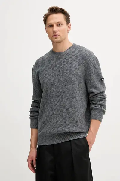 Vlněný svetr A.P.C. pull thomas pánský, šedá barva, WVBCZ.H23434