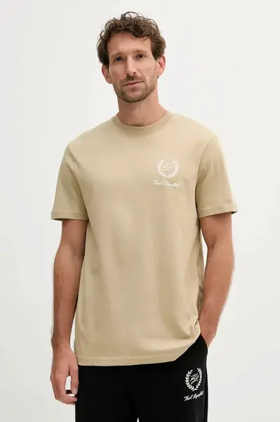 Bavlněné tričko Karl Lagerfeld pánské, zelená barva, A3M44002