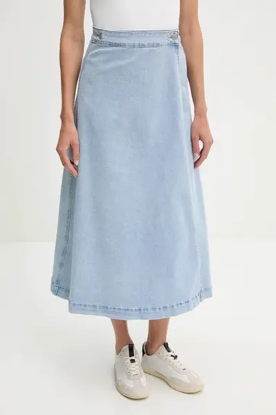 Džínová sukně Answear.LAB modrá barva, midi, áčková