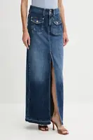 Džínová sukně Guess SKYLA tmavomodrá barva, midi, W5YD63 D5QP3