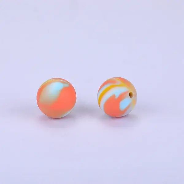 Printed Round Silicone Focal Beads