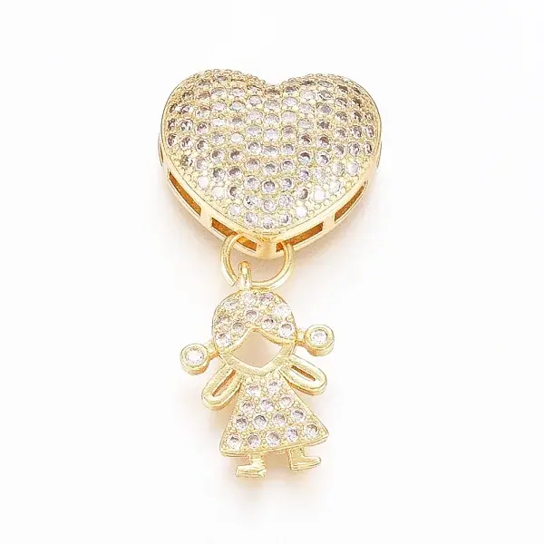 Brass Micro Pave Clear Cubic Zirconia Pendants
