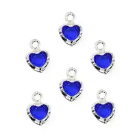 Heart Brass Glass Charms