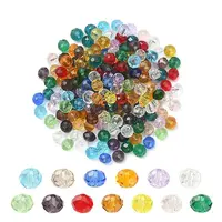 200Pcs Faceted Rondelle Transparent Glass Beads