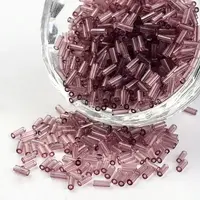 Transparent Colours Round Hole Glass Bugle Beads