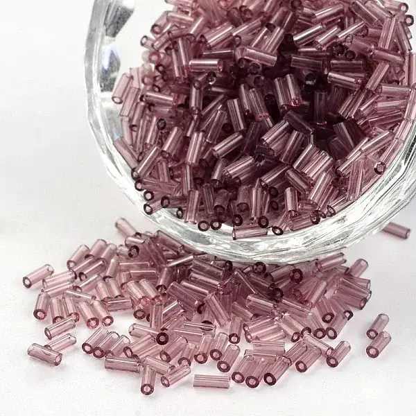 Transparent Colours Round Hole Glass Bugle Beads