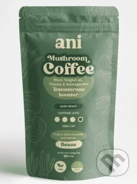 ANi Mushroom Coffee Testosteron booster - zrnková káva