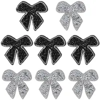 8Pcs 2 Colors Bowknot Hotfix Rhinestone Iron on Patches Appliques