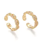 Adjustable Brass Micro Pave Clear Cubic Zirconia Cuff Rings