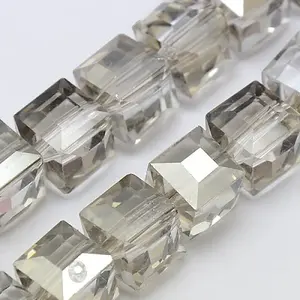 Faceted Cube Shaped Crystal Glass Beads Strands