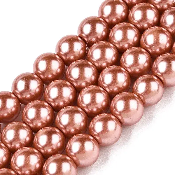 Baking Painted Pearlized Glass Pearl Round Bead Strands
