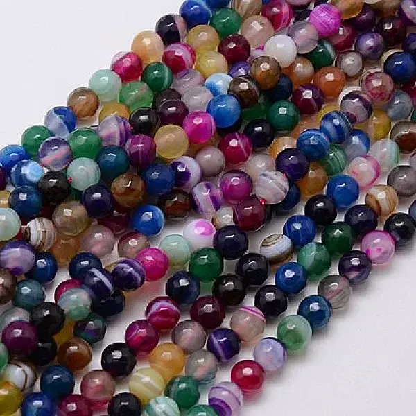Natural Striped Agate/Banded Agate Beads Strands