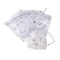 Heart Printed Organza Bags
