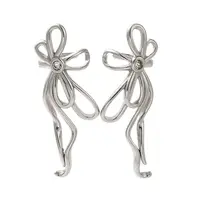 304 Stainless Steel Bowknot Cuff Earrings