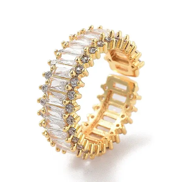 Brass with Cubic Zirconia Open Cuff Rings
