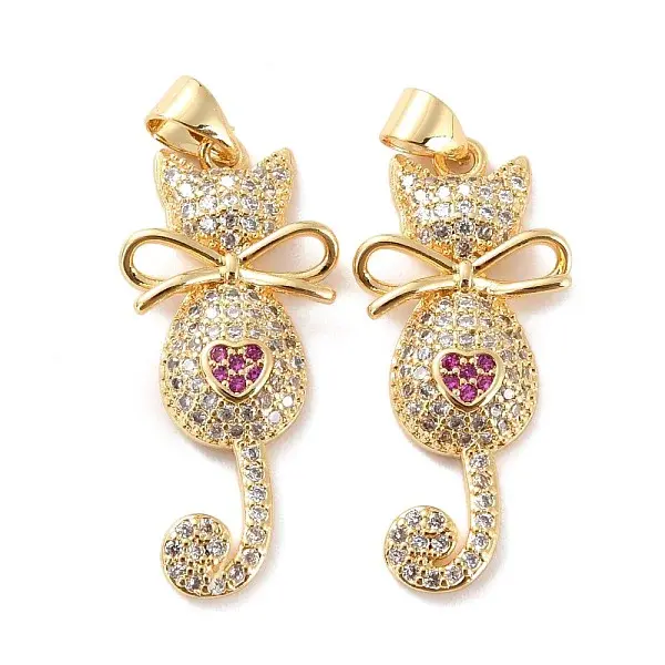 Brass Micro Pave Clear Cubic Zirconia Pendants