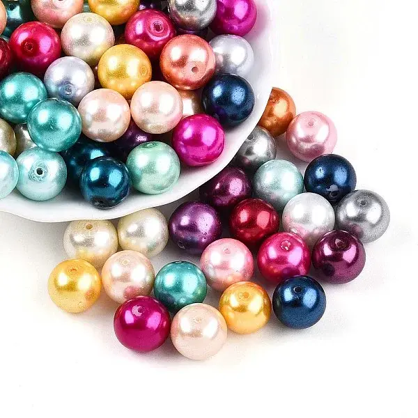 Baking Paint Pearlized Glass Pearl Beads
