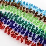 Faceted Teardrop Transparent Glass Bead Strands