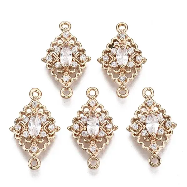 Brass Micro Pave Cubic Zirconia Links Connectors