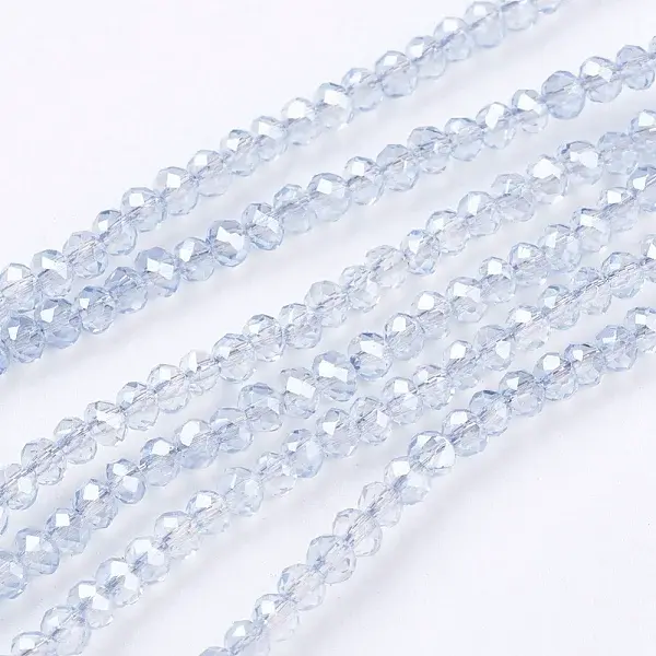 1 Strand Faceted Electroplate Glass Rondelle Beads Strands