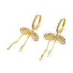 Brass Micro Pave Clear Cubic Zirconia Huggie Hoop Earrings for Women