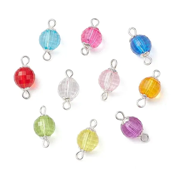 Acrylic Square Cut Round Links Connector Charms
