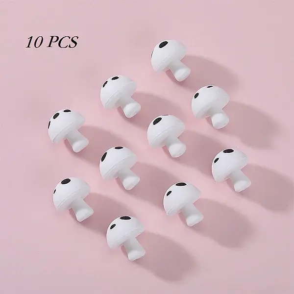 10Pcs Mushroom Silicone Focal Beads