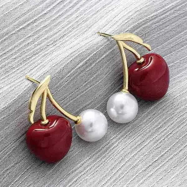 Cherry Brass Stud Earrings