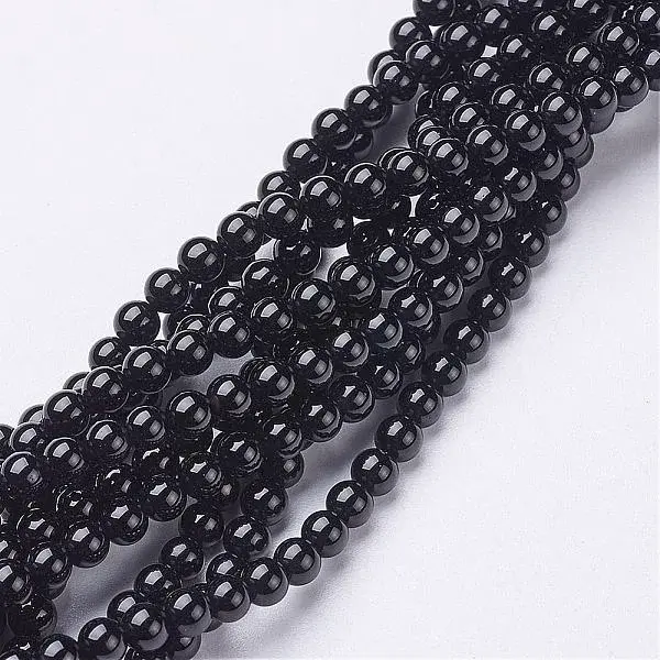 Natural Black Onyx Round Beads Strands