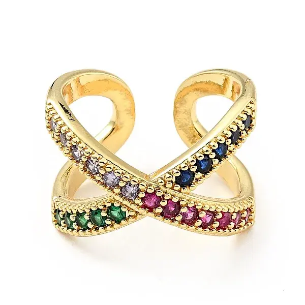 Cubic Zirconia Criss Cross Open Cuff Ring
