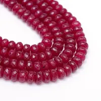 Faceted Rondelle Dyed Natural White Jade Bead Strands