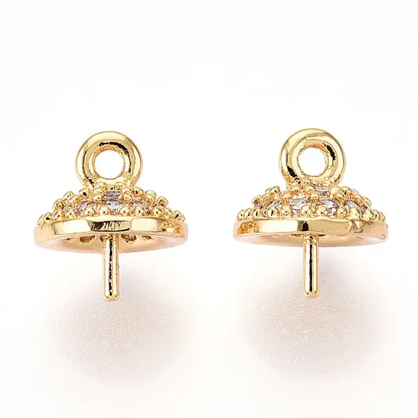 Brass Micro Pave Clear Cubic Zirconia Peg Bails