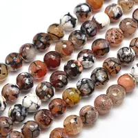 Dyed Natural Agate Faceted Round Beads Strands
