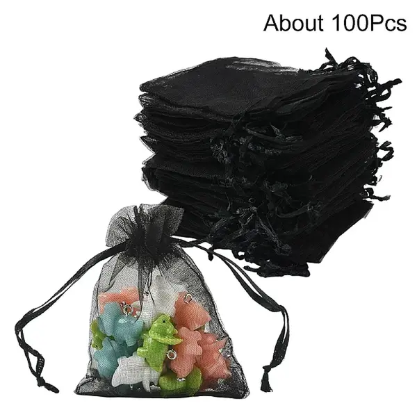 100Pcs Rectangle Organza Gift Drawstring Bags