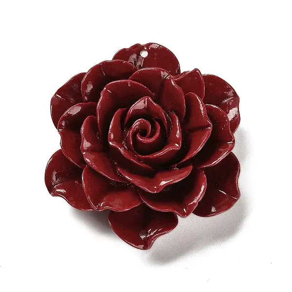 Synthetic Shell Dyed Carved Flower Connector Charms