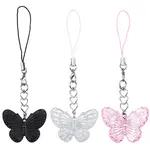 6Pcs 3 Colors Butterfly Acrylic Mobile Straps