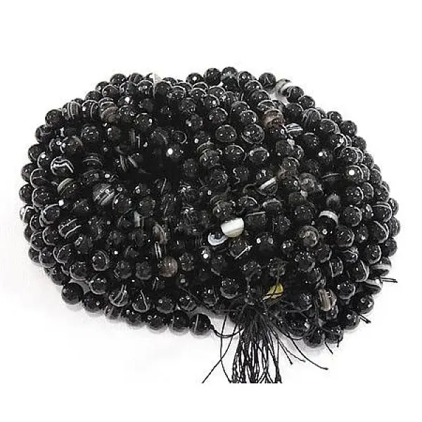 Natural Madagascar Black Agate Bead Strands
