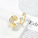 Brass Micro Pave Clear Cubic Zirconia Open Cuff Rings for Women