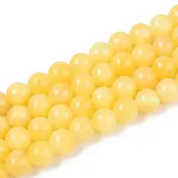 Natural Dyed Yellow Jade Gemstone Bead Strands