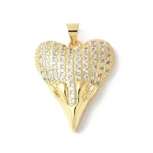 Brass Micro Pave Clear Cubic Zirconia Pendants