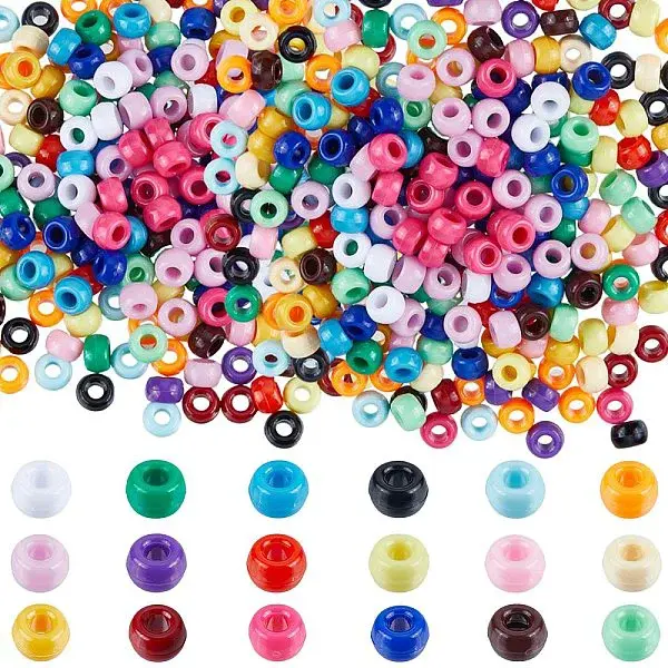 1800Pcs 18 Colors Opaque Plastic Beads