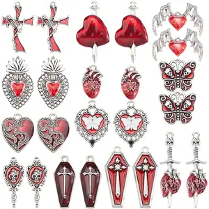 24Pcs 12 Styles Alloy Enamel Pendants