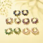 Natural Gemstone Chips Braided Hoop Earrings