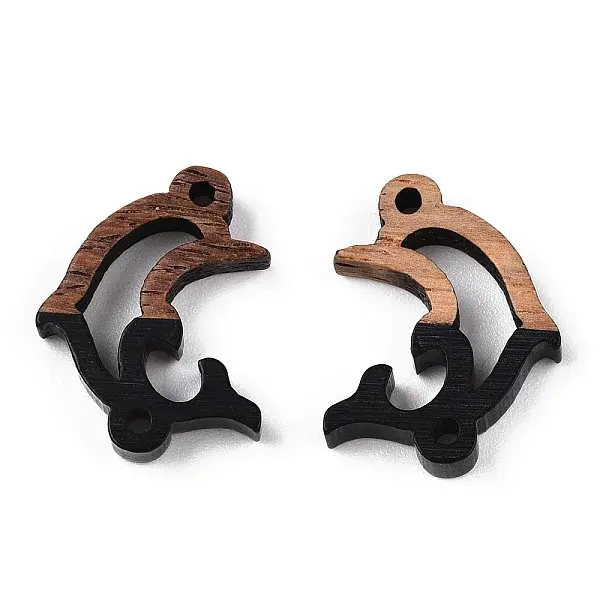 Opaque Resin & Walnut Wood Connector Charms
