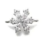 Brass Clear Cubic Zirconia Snowflake Connector Charms